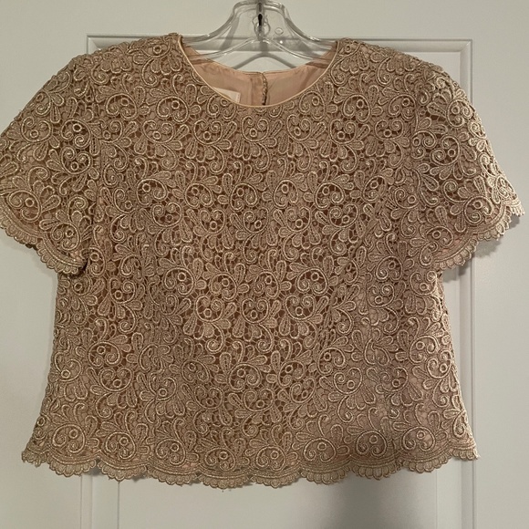 Gold filigree lace party top - Picture 1 of 4
